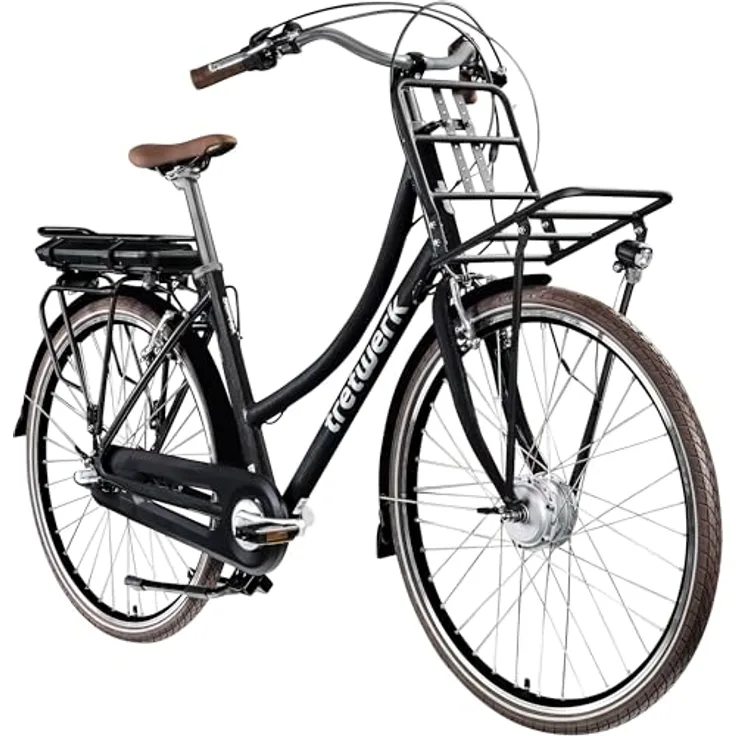Tretwerk Sophia E-Bike, 28 Zoll Pedelec mit 3 Gang Shimano, 522 Wh Akku, Bluetooth und App, schwarz/weiß