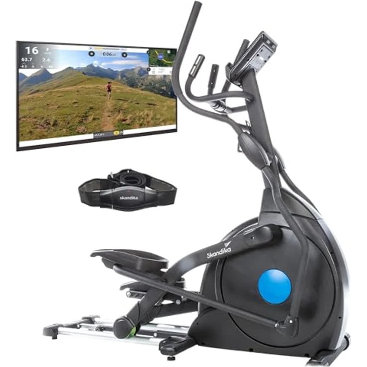 Skandika Crosstrainer CardioCross Carbon Champ Ellipsentrainer mit 24,5kg Schwungmasse, Magnetbremssystem | Multifunktionscomputer, Bluetooth, Tablet-Halterung, Kinomap | bis 150kg – Bild 1