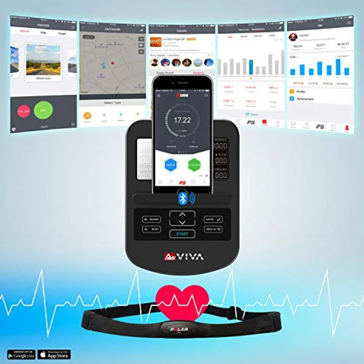AsVIVA H24 Heimtrainer & Ergometer BT I Hometrainer mit Magnetmotor & Pulsmessung I mit Sportcomputer für Trainingsinfos I Elektronische Widerstandseinstellung | Take-to-Carry-System I inkl. Brustgurt - Preisvergleich – Bild 3