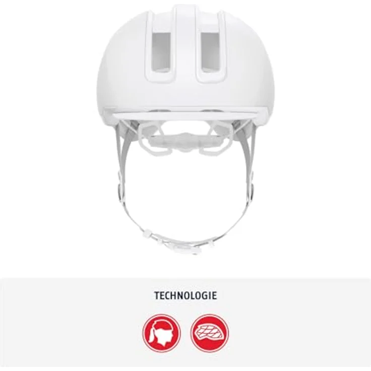 ABUS Urban Helm HUD-Y, Fahrradhelm mit aufladbarem LED-Rücklicht & Magnetverschluss, pure white, Größe M – Bild 2