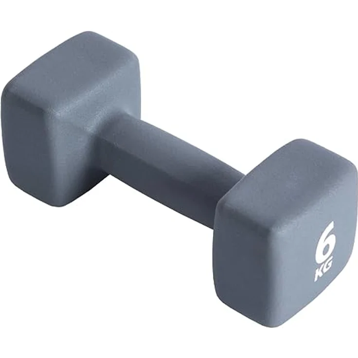 Pure2Improve Neopren-Hanteln, grau, 6kg (Satz von 1) - Quadratisches Design, rutschfestes Neopren-Außenmaterial, geeignet für Anfänger und Fortgeschrittene – Bild 1