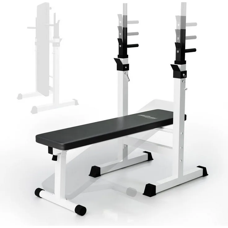 Physionics Hantelbank Hantelbank mit Ablage Klappbar Schrägbank Flachbank Trainingsbank, Schwarz/Weiß