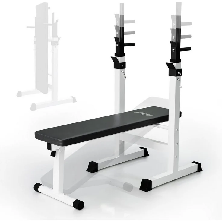 Physionics Hantelbank Hantelbank mit Ablage Klappbar Schrägbank Flachbank Trainingsbank, Schwarz/Weiß