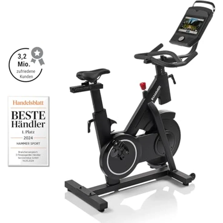 HAMMER Speedbike Speed Race SR, Indoor Cycle mit 20 kg Schwungmasse, 10,1 Zoll TFT-Display, Bluetooth-Anbindung, kompatibel mit Kinomap und Zwift – Bild 5