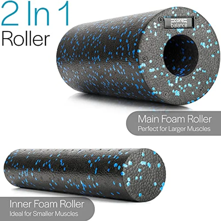 Core Balance 2 in 1 Faszienrolle mit herausnehmbarem Kern, EPP Schaumstoff, zur Tiefengewebsmassage & Schmerzlinderung, 33 x 15 cm & 33 x 6 cm, in Schwarz, Blau oder Aquamarin – Bild 2