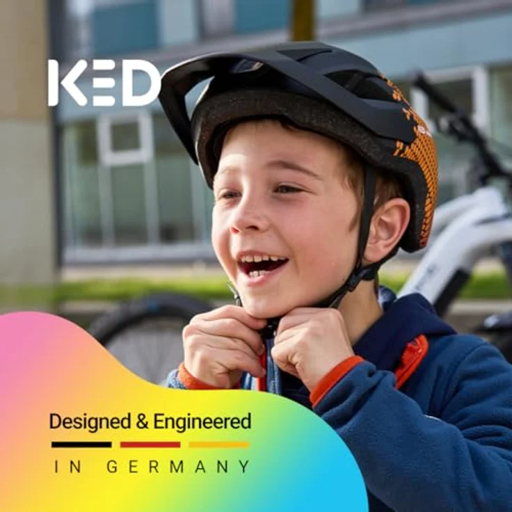 KED Embrace Jr. MU-1, Inmold-Fahrradhelm für Kinder mit integriertem Visier, 52-56 cm, teal black matt – Bild 5