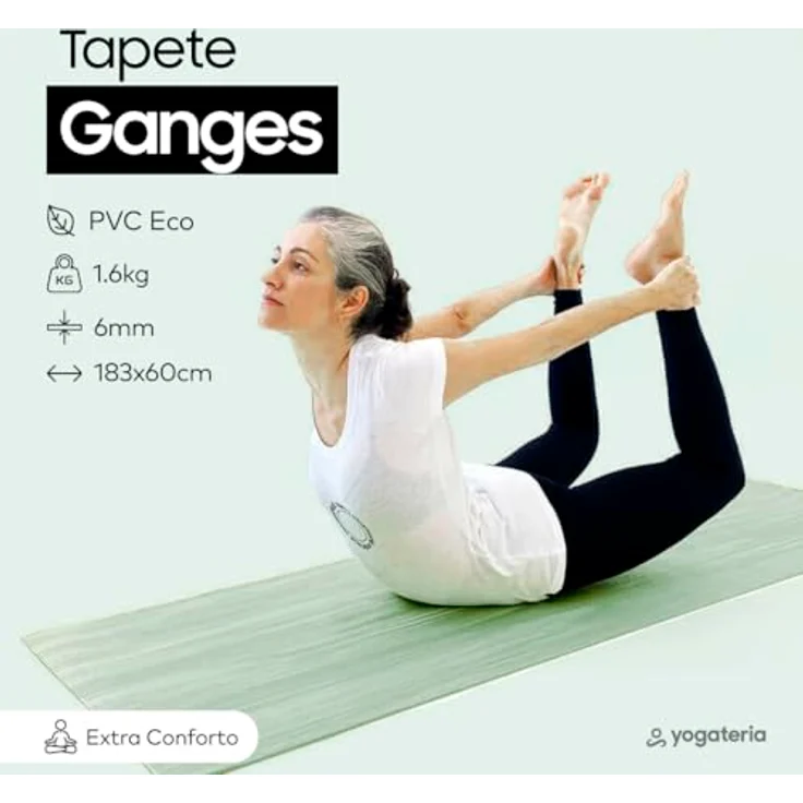 Bodhi Yogamatte Ganges | Rutschfeste Sportmatte | Schadstofffreie & Waschbare Fitnessmatte | Matte aus PVC | Allround-Matte für Yoga, Pilates & Gymnastik | salbei-grün – Bild 2