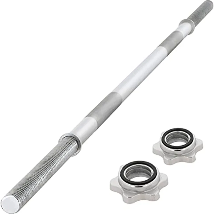 MAXXIVA Hantelstange 180 cm Langhantelstange Krafttraining Zugstange silber verchromt Sternverschluss Workout Bodybuilding Fitness Gewichtheben