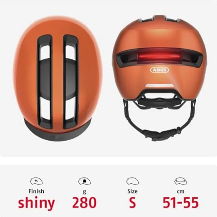 Abus HUD-Y, Velohelm für Stadtfahrten (51 - 55 cm), mit wiederaufladbarem magnetischen Heck-LED und futuristischem Design – Bild 3