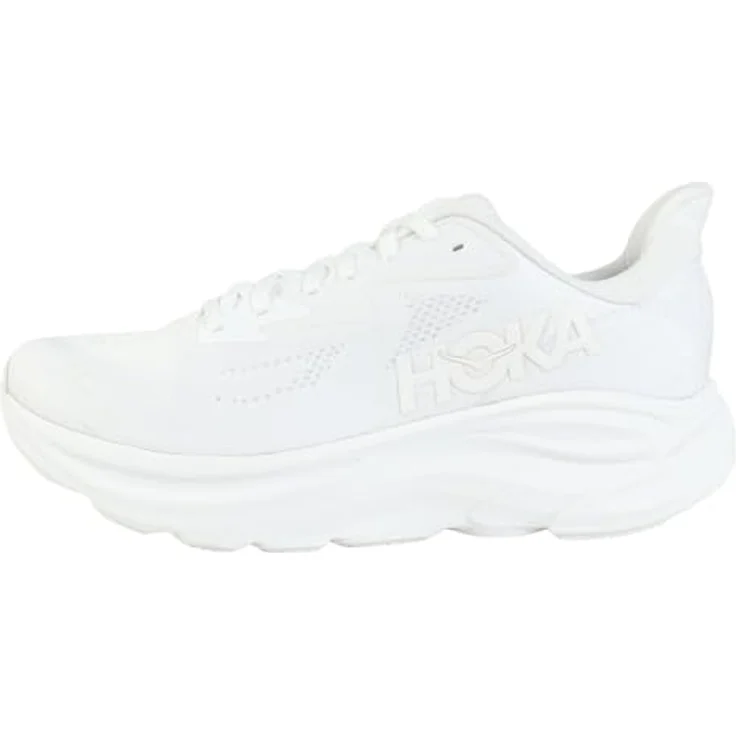HOKA One One 1162030WWH, Laufschuhe mit atmungsaktivem Jacquard-Obermaterial, Schaumstoff-Zwischensohle und reflektierenden Elementen, vegan, ideal für Normalpronierer, weiß – Bild 6