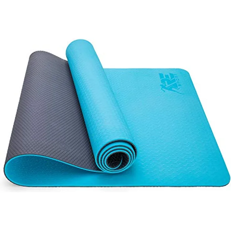 RE:SPORT Yogamatte Phthalatfrei - Gymnastikmatte rutschfest, Fitnessmatte schadstofffrei, Trainingsmatte mit Tragegurt 183 x 61 x 0,6 cm