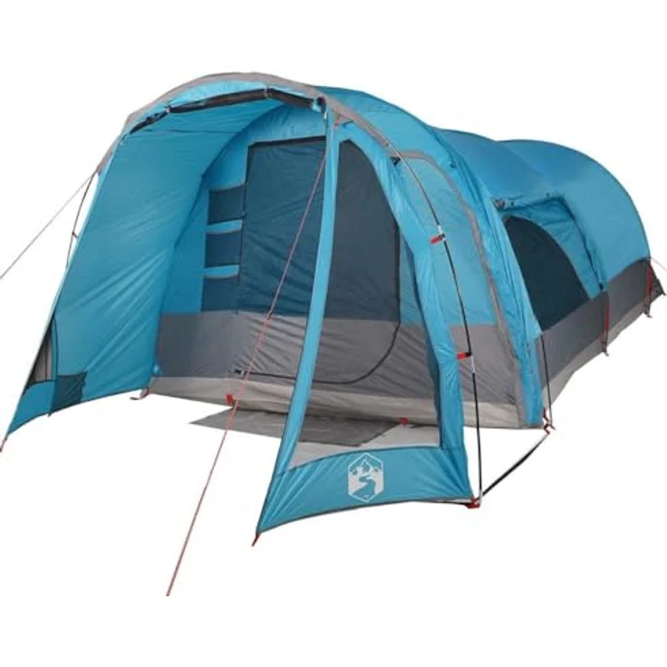 vidaXL Tunnel Familienzelt 8 Personen, wasserdichtes Campingzelt mit Steckverbindungssystem und E-Anschluss, blau, 185T Polyester – Bild 1