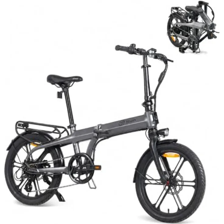 PixelPilot 20 Zoll Faltbares City E-Bike, 250W Motor, 378Wh herausnehmbarer Akku, bis 60 km Reichweite, 7-Gang Shimano, hydraulische Scheibenbremsen
