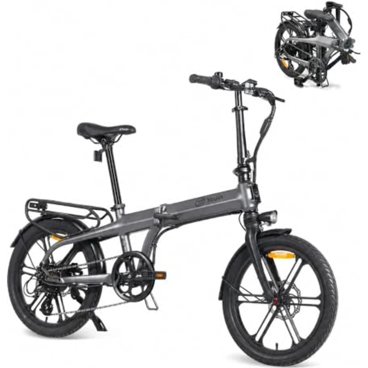 PixelPilot 20 Zoll Faltbares City E-Bike, 250W Motor, 378Wh herausnehmbarer Akku, bis 60 km Reichweite, 7-Gang Shimano, hydraulische Scheibenbremsen – Bild 1