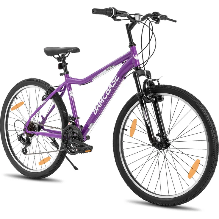 HILAND BAMCBASE 26 Zoll Mountainbike, MTB für Damen und Herren mit 21 Gang Shimano, Federgabel, lila