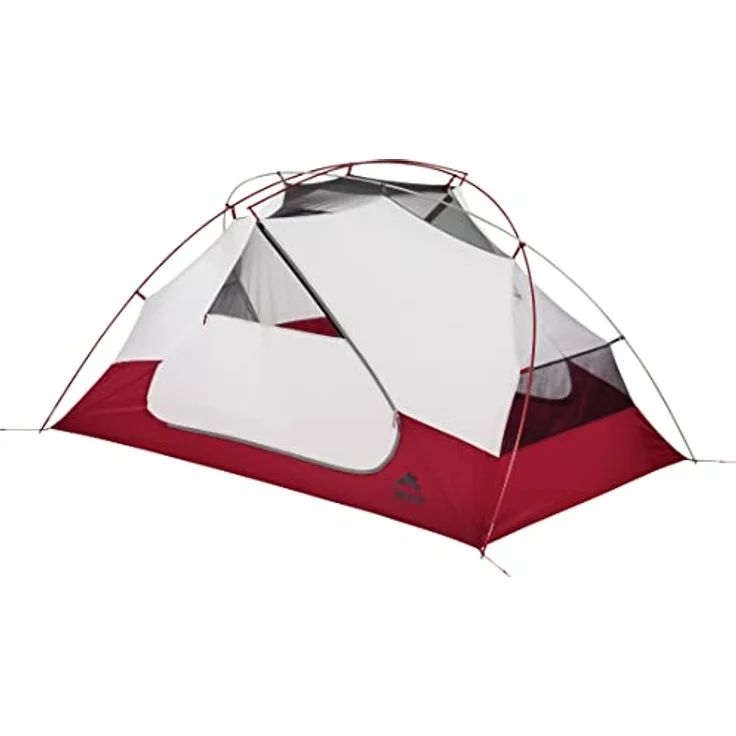 MSR Elixir Person Lightweight Backpacking Tent Rucksackzelt, Grau/Rot, Für 2, mit einzigartiger Stangengeometrie und integrierten Ausrüstungs-Lofts – Bild 2