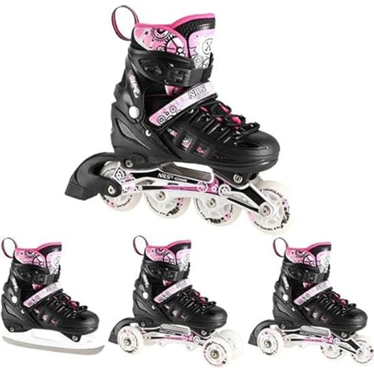 Nils Extreme Inliner Verstellbar 4in1 Rollschuhe Schlittschuhe LED 35-38, für Mädchen Damen Kinder Blades Quad Skates Inlineskates, 4-fach größenverstellbar – Bild 8