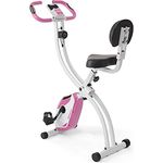 Ultrasport F-Bike 200B, Fahrradtrainer, faltbarer Heimtrainer, mit Rückenlehne, LCD Trainingscomputer, maximales Benutzergewicht 110 kg, Herzfrequenzmessung, 8 Widerstandsstufen, Rosa / Weiß