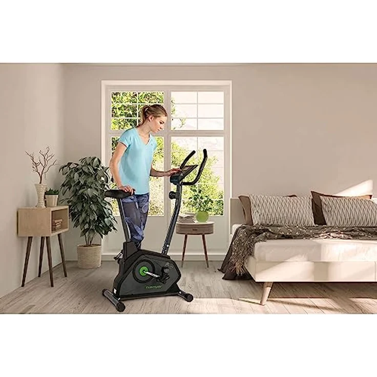 Tunturi Cardio Fit B30 Heimtrainer Fahrrad/Fitnessfahrrad/Hometrainer Fahrrad Trainer mit LCD-Bildschirmanzeige und Tablethalterung - Schwarz – Bild 2