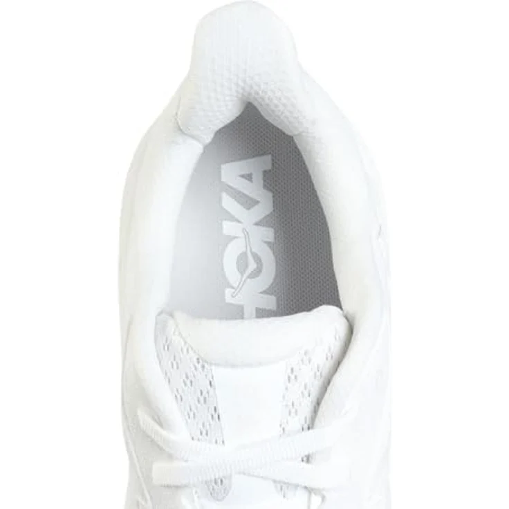 HOKA One One 1162030WWH, Laufschuhe mit atmungsaktivem Jacquard-Obermaterial, Schaumstoff-Zwischensohle und reflektierenden Elementen, vegan, ideal für Normalpronierer, weiß – Bild 8