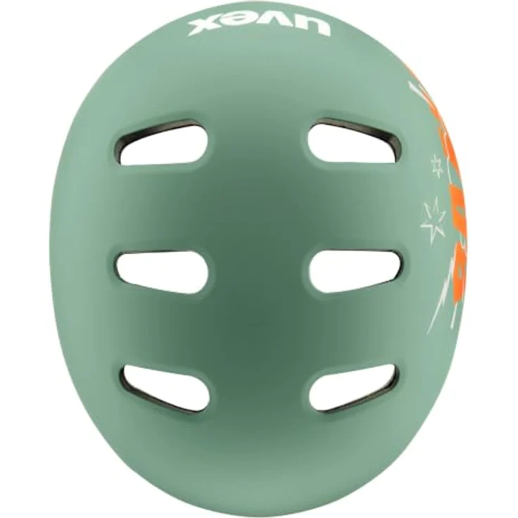 Uvex kid 4 style bam, Fahrradhelm für Kinder mit passiver Belüftung, Größenverstellbar, moss green-papaya matt, 55-58 cm – Bild 5