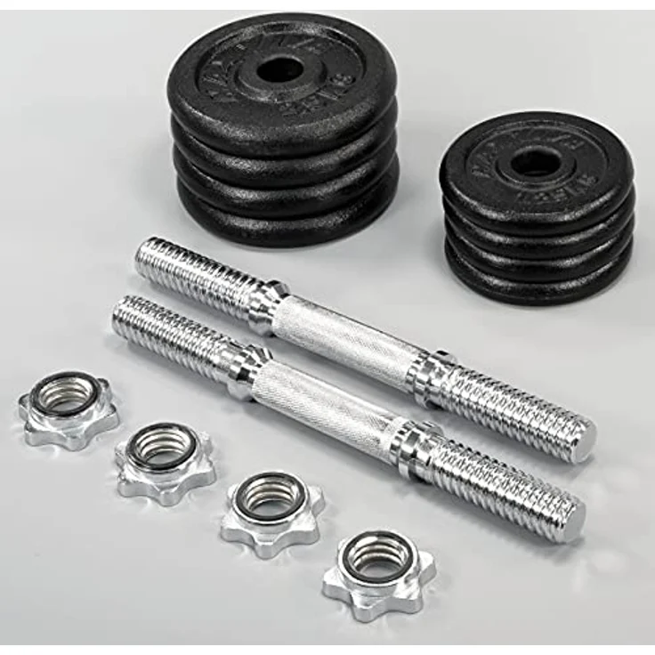 MAXXIVA® Kurzhantel-Set Gusseisen 2x10 kg 8 Gewichtsscheiben Sternverschluss Hantelset für Kraftsport Muskelaufbau Workouts Bodybuilding Reha 20 kg – Bild 2