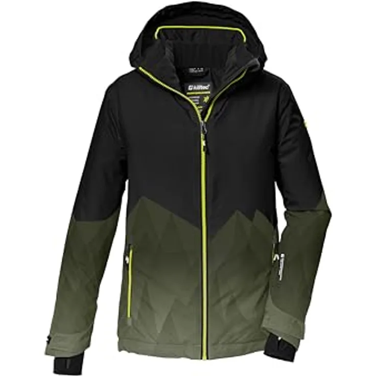 killtec KSW 383 BYS SKI Jungen Skijacke mit Kapuze, Schneefang und wasser- sowie winddichter Ausstattung, Bergprint
