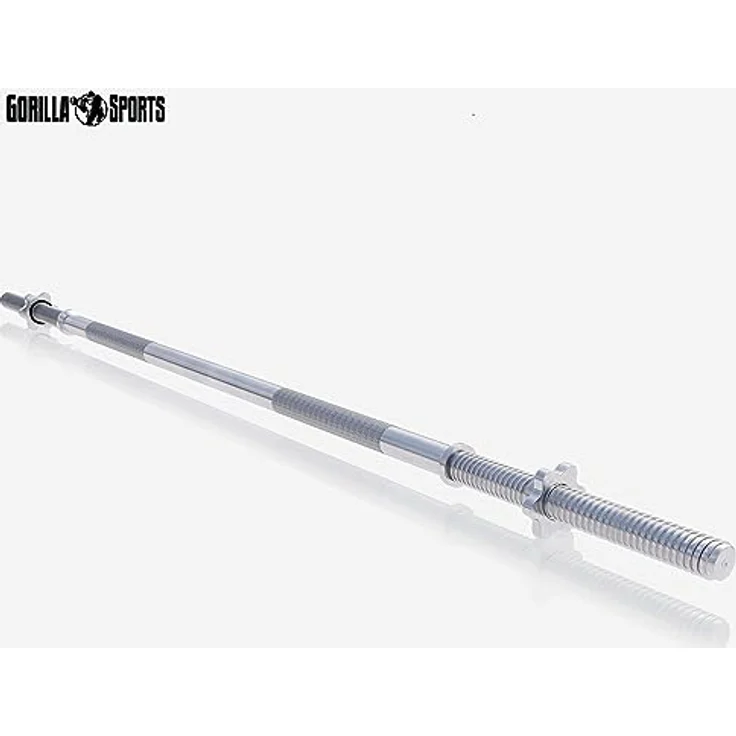 GORILLA SPORTS® Langhantelstange - Ø 30 mm, 150 cm / 180 cm / 200 cm lange, mit 2 Sternverschlüssen, bis 200kg Belastbar, aus Chrom - Langhantel, Hantelstange, Hantel, Langhantel-Stange – Bild 3
