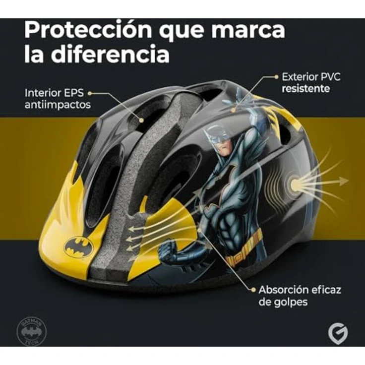 Toimsa Batman Helm 28 x 20 x 15 cm, Kinderfahrradhelm in hochwertiger Materialqualität, kühl und bequem, langlebig – Bild 5
