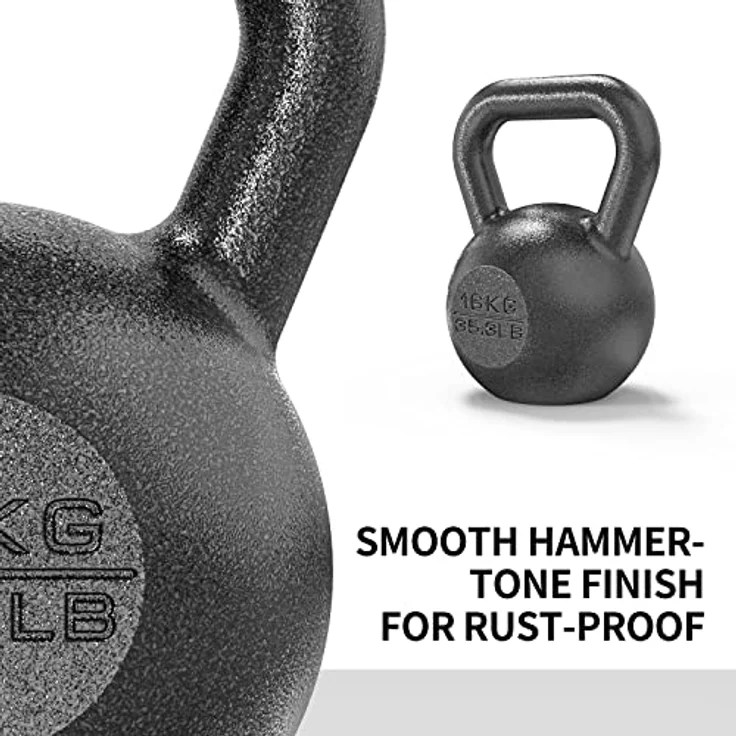 PROIRON Kettlebell Professional Kugelhantel aus Gusseisen, 16kg Gewichten Guss Schwunghantel Kugelgewicht Krafttraining - Schwarz Kettlebells – Bild 5