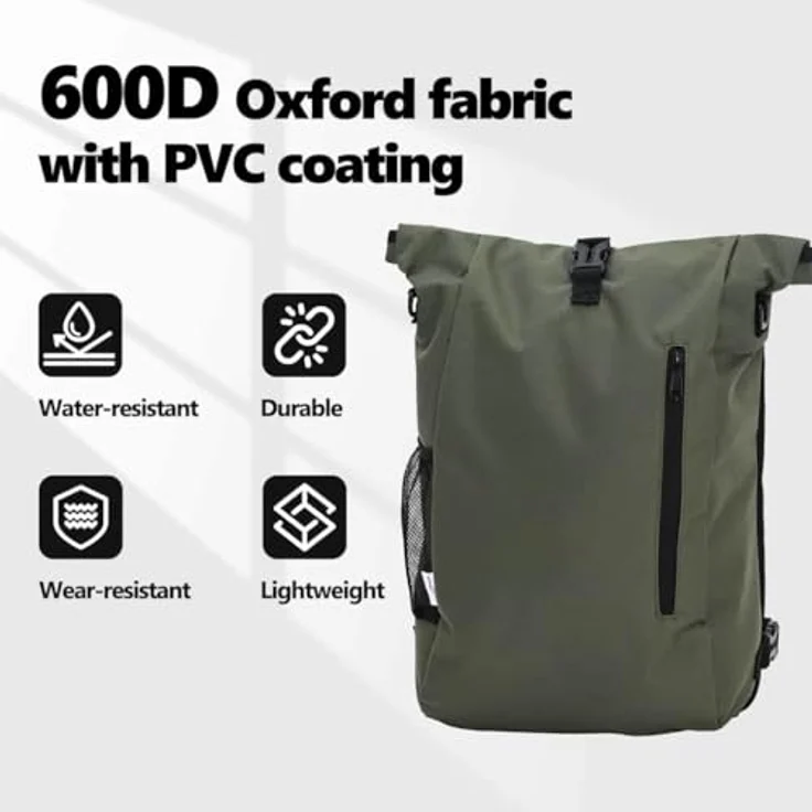 vidaXL Velotasche Gepäckträgertasche, wasserabweisend, 20 Liter Volumen, Rolltop-Verschluss – Bild 4