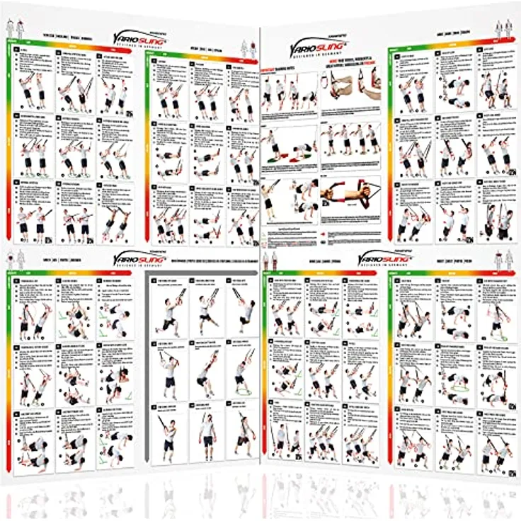 Sling Trainer Übungs Poster 2X DIN A1 Vor und Rückseite Workout Schlingentrainer Buch Faltposter Schlingentraining
