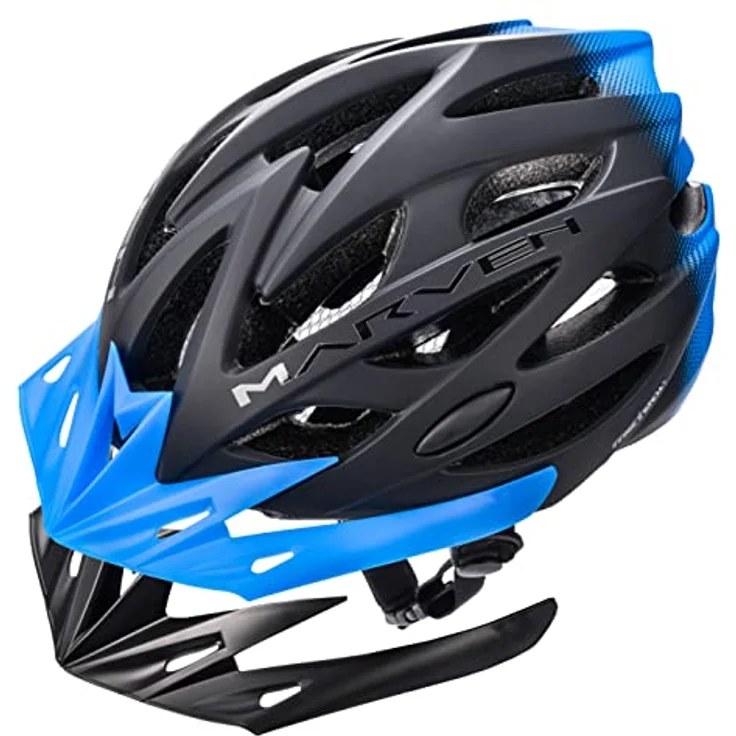 Meteor Marven Fahrradhelm, MTB und Rollerhelm, L 58-61 cm, Schwarz Blau, mit 23 Belüftungsöffnungen und FIT SIZE-System – Bild 4