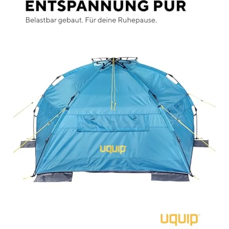 Uquip Speedy Strandzelt & Strandmuschel, 2.50 kg, Grau-Blau, innovatives Schnellaufbausystem, 115 cm Höhe, robustes Polyester – Bild 3