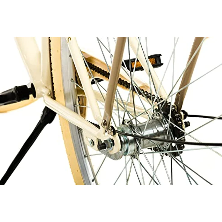 Milordbikes City-Fahrrad, Creme, 46 cm, Metallrahmen, leicht rollende 700C x 35 mm Reifen, inkl. Trägersystem – Bild 7