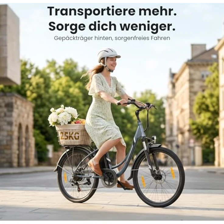 Touroll Breezi B1 E-Bike 250W, 90 km Reichweite, Shimano 7-Gang, 100 mm Federgabel, Tiefeinsteiger, max. 25 km/h – Bild 10