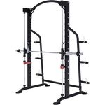 GORILLA SPORTS® Power Rack - inkl. Langhantelstange, bis 300 kg belastbar, 6 Hantelscheibenablagen, Stahlkonstruktion, Schwarz - Multipresse, Kraftstation, Smith Machine, Power Cage, Squat Rack