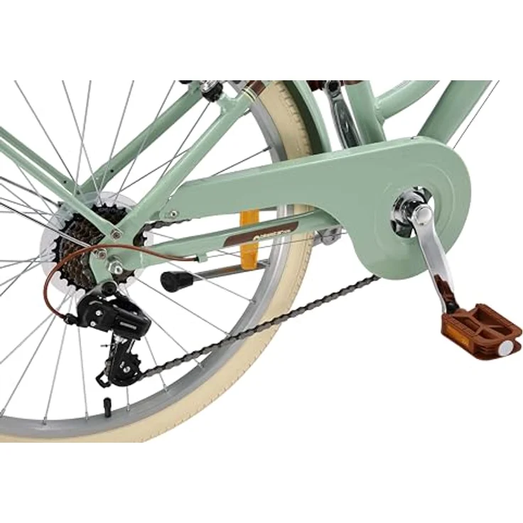 BIKESTAR Alu Kinderfahrrad 24 Zoll, City Retro Bike für 9-10 Jahre, 7 Gänge, V-Bremse, mit Korb, Mint, ergonomisch und leichtgängig – Bild 5