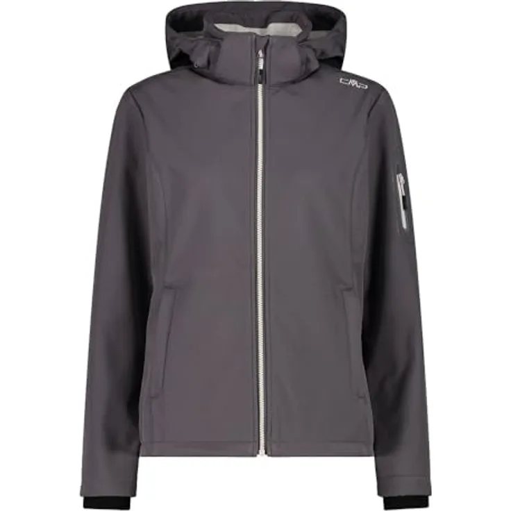 CMP Woman Jacket Zip Hood Terra 40, Damen Softshelljacke mit verstellbarer Kapuze, winddicht und wasserabweisend
