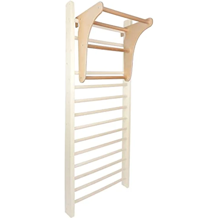 QLS Klimmzugstange aus Holz Reckstange Auflage Klimmzugbügel für Sprossenwand Fitness Gymnastik Korrekturübungen, Holz, maximale Belastung: 100 kg – Bild 4