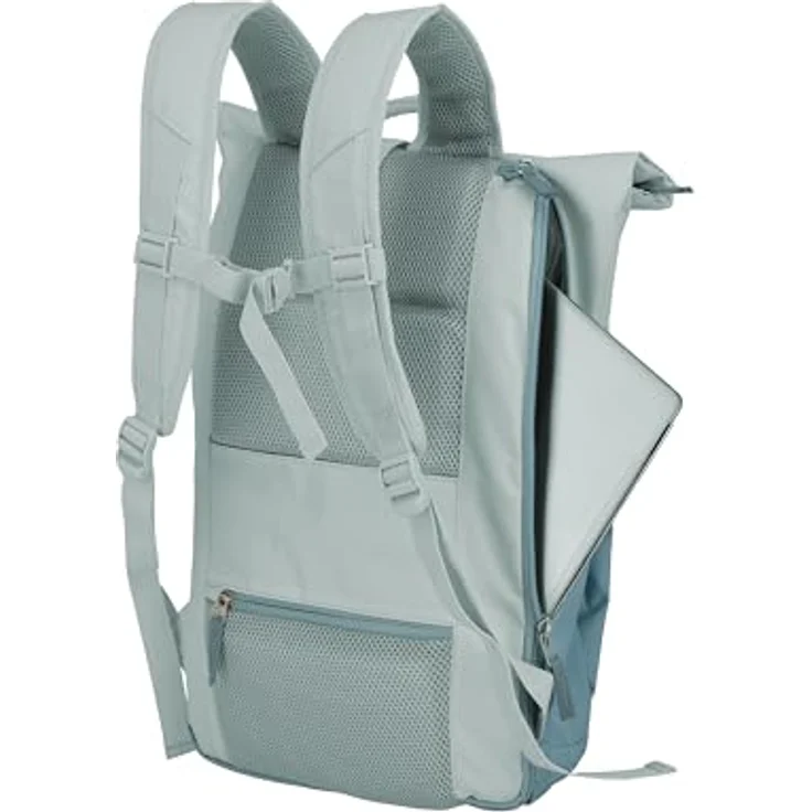 Travelite Rucksack BASICS, Handgepäck 15,6 Zoll Laptop Rucksack mit Rolltop Funktion, 60 cm, 35 Liter, Ice Blue – Bild 4