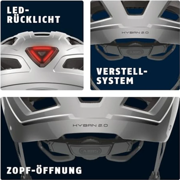 Abus Hyban 2. 0 Fahrradhelm - Silber 56 - 61 cm – Bild 6