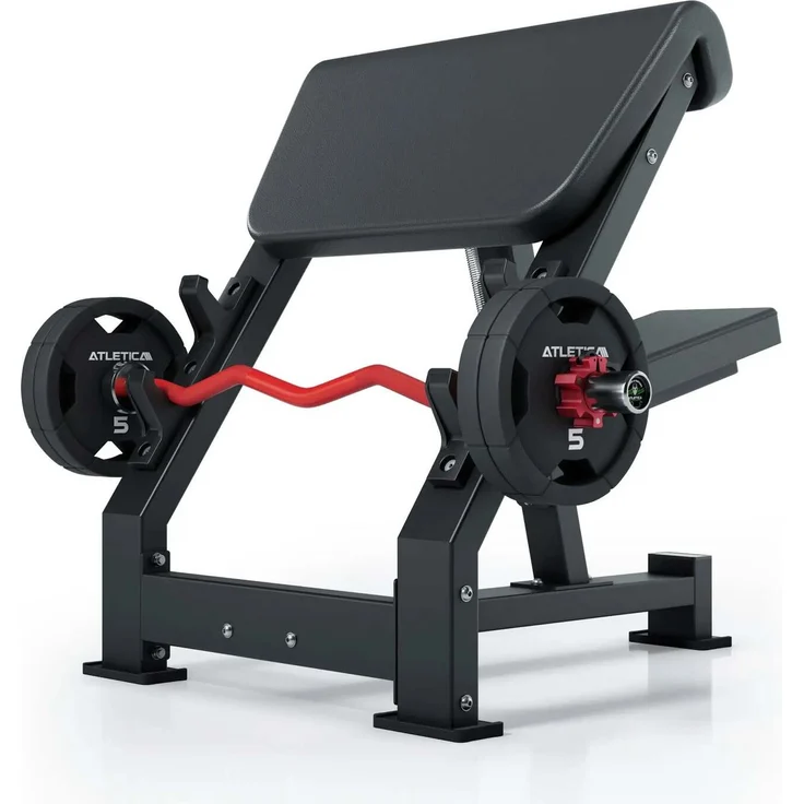 ATLETICA Preacher Curl Bizepsbank, ergonomisches Design mit 2.5mm Stahlrahmen und höhenverstellbarem Sitz, Studioqualität
