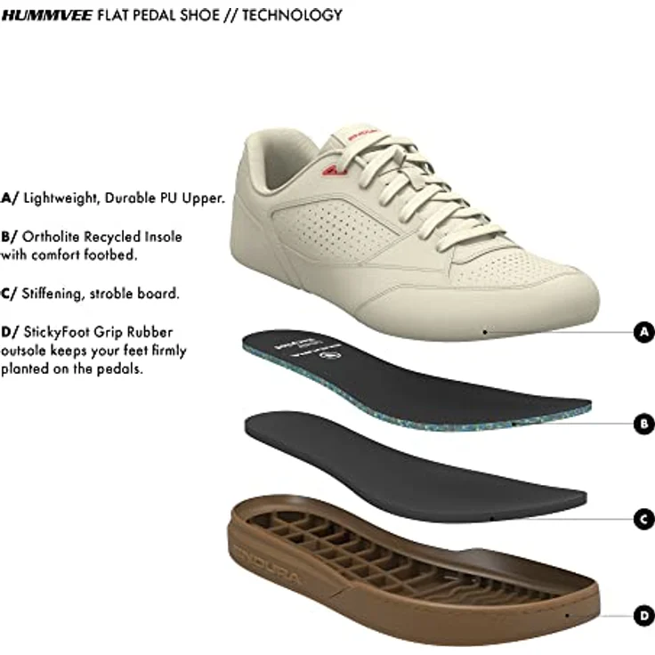 Endura Hummvee Flat Pedal Schuhe, MTB Schuhe mit StickyFoot Gummisohle für optimalen Halt, Schwarz, EU 45 – Bild 3