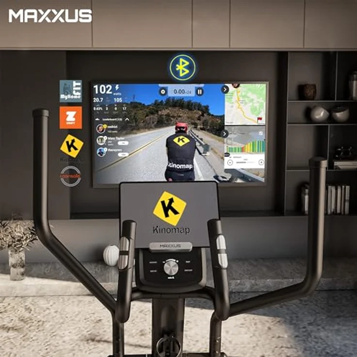 MAXXUS Crosstrainer CX 4.3f - Klappbar, Für Zuhause, mit Magnetbremssystem, LCD Display, Pulsmesser, 24 kg Schwungmasse, 16 Widerstandsstufen, 12 Programme - Ellipsentrainer, Elliptischer Heimtrainer – Bild 4