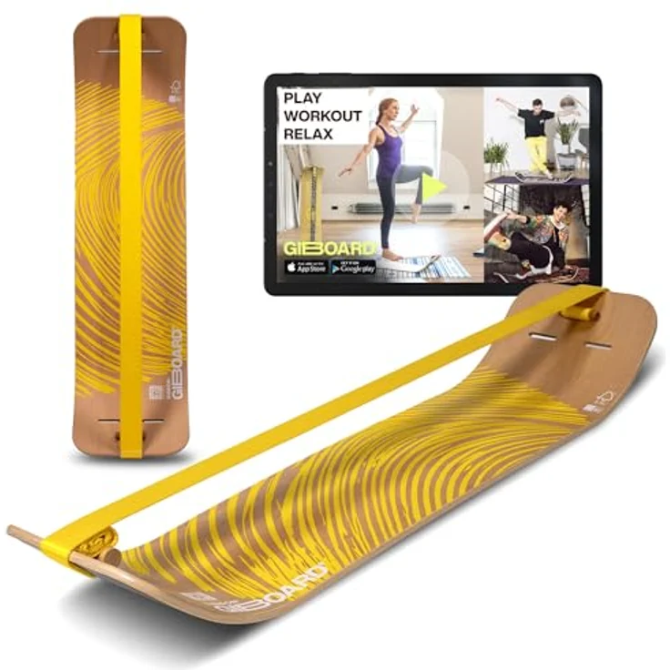 GIBBON Giboard-Set - Zen Yellow | Innovatives Balance Board mit Slackline, 106 cm, interaktives Training, für Tricks & Workouts, nachhaltiges EU-Holz – Bild 1