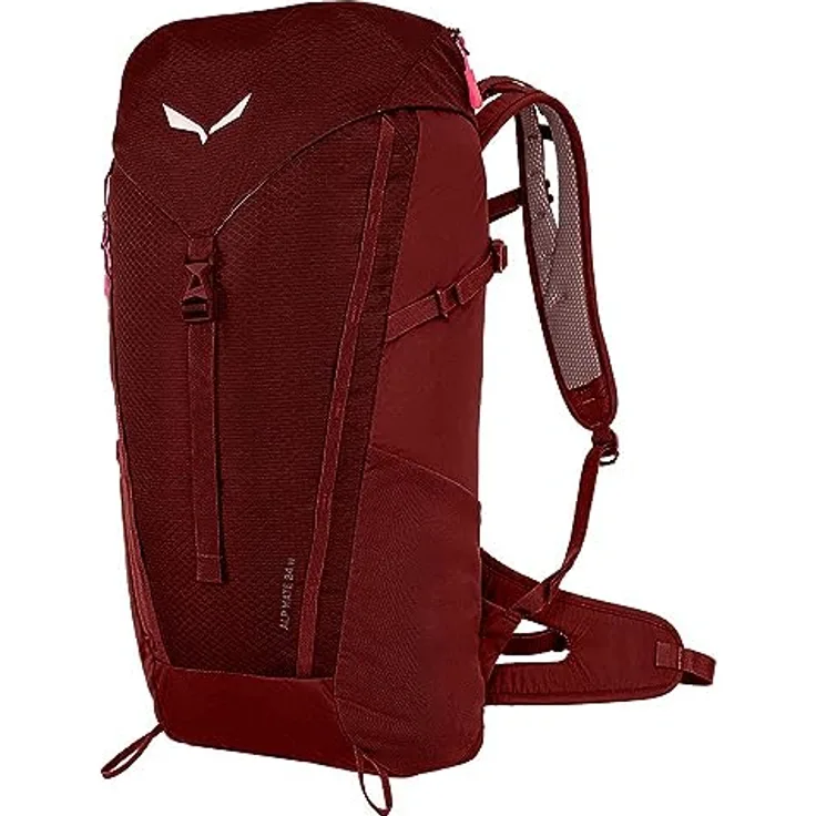 Salewa Alp Mate 24L Rucksack Damen, Rot - Wander- und Trekkingrucksack mit Dry Back Air-Tragesystem