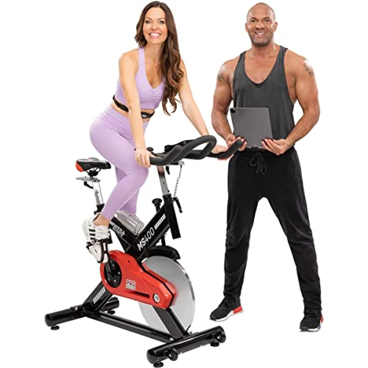 Miweba Sports Profi Indoor Cycling Bike MS400 | 22 Kg Schwungmasse - Traglast 150.0 Kg - Fitness Heimtrainer Fahrrad - Pulsmessung - Stufenfreie Widerstandsverstellung - Speedbike - Ergometer – Bild 1