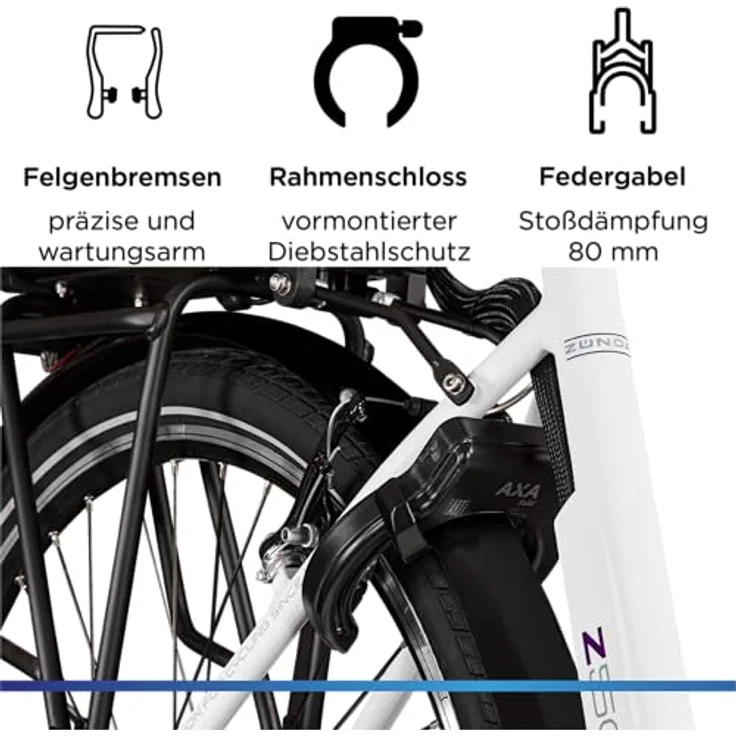 Zündapp Z502 City E-Bike, 28 Zoll, 7-Gang, 522 Wh, Vorderradmotor, weiß/lila – Bild 5