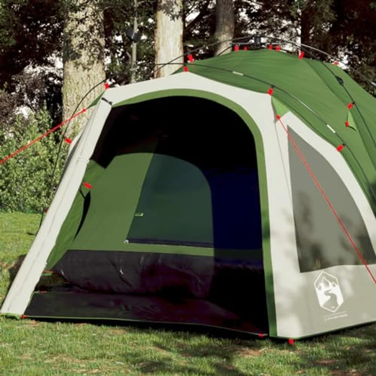 vidaXL Kuppel Campingzelt 3 Personen, Quick-Release-System, E-Anschluss, Grün 190T Polyester – Bild 2